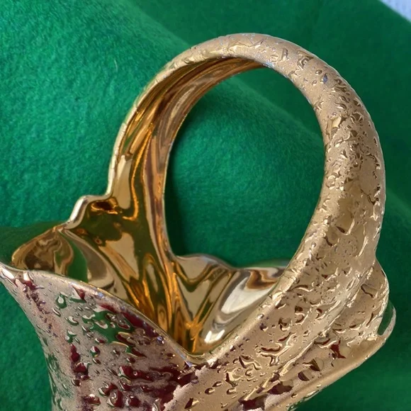 Weeping Gold Splatter Ceramic Basket Vintage - Picture 9 of 9